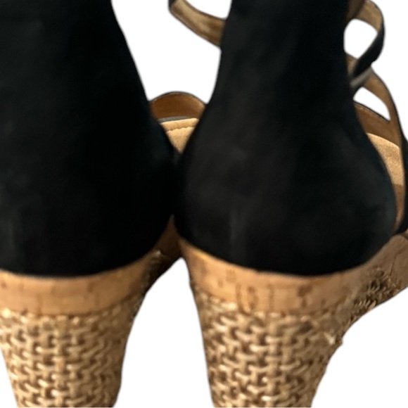 GABOR BLACK SUEDE Sandal Raffia Wedge Size UK 8 US 10-10.5 NWOB - Picture 4 of 9